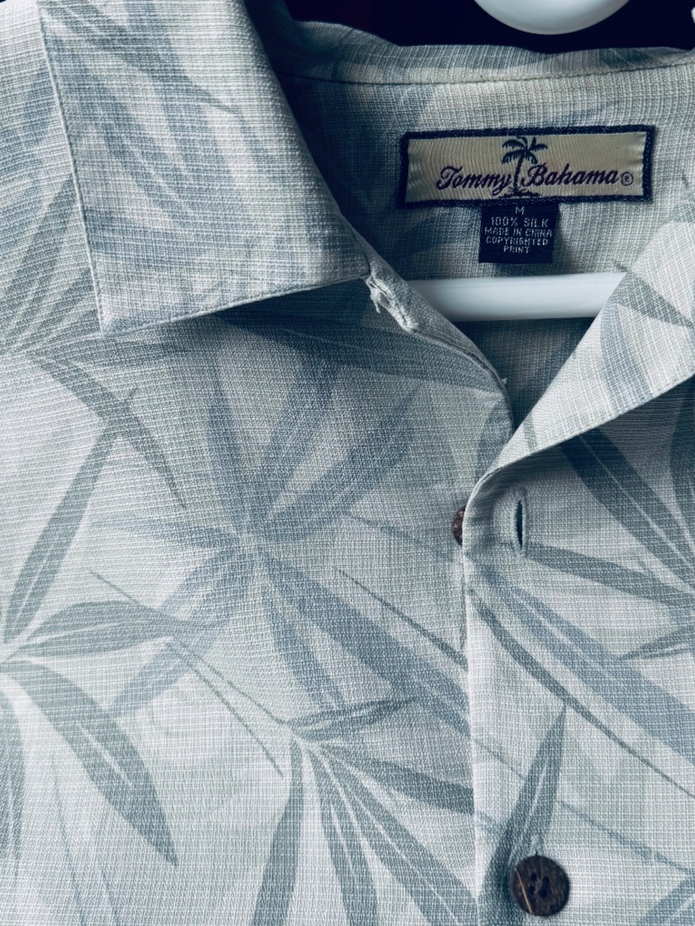 Tommy Bahama 100% Silk Hawaiian Polo Men's Tropical Leaf Print